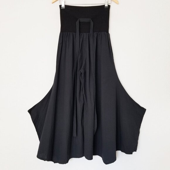 DRAGONFLY Fair Trade Wide Leg High Waist Tie Belt Palazzo Pant M Black Lagenlook - Picture 12 of 15